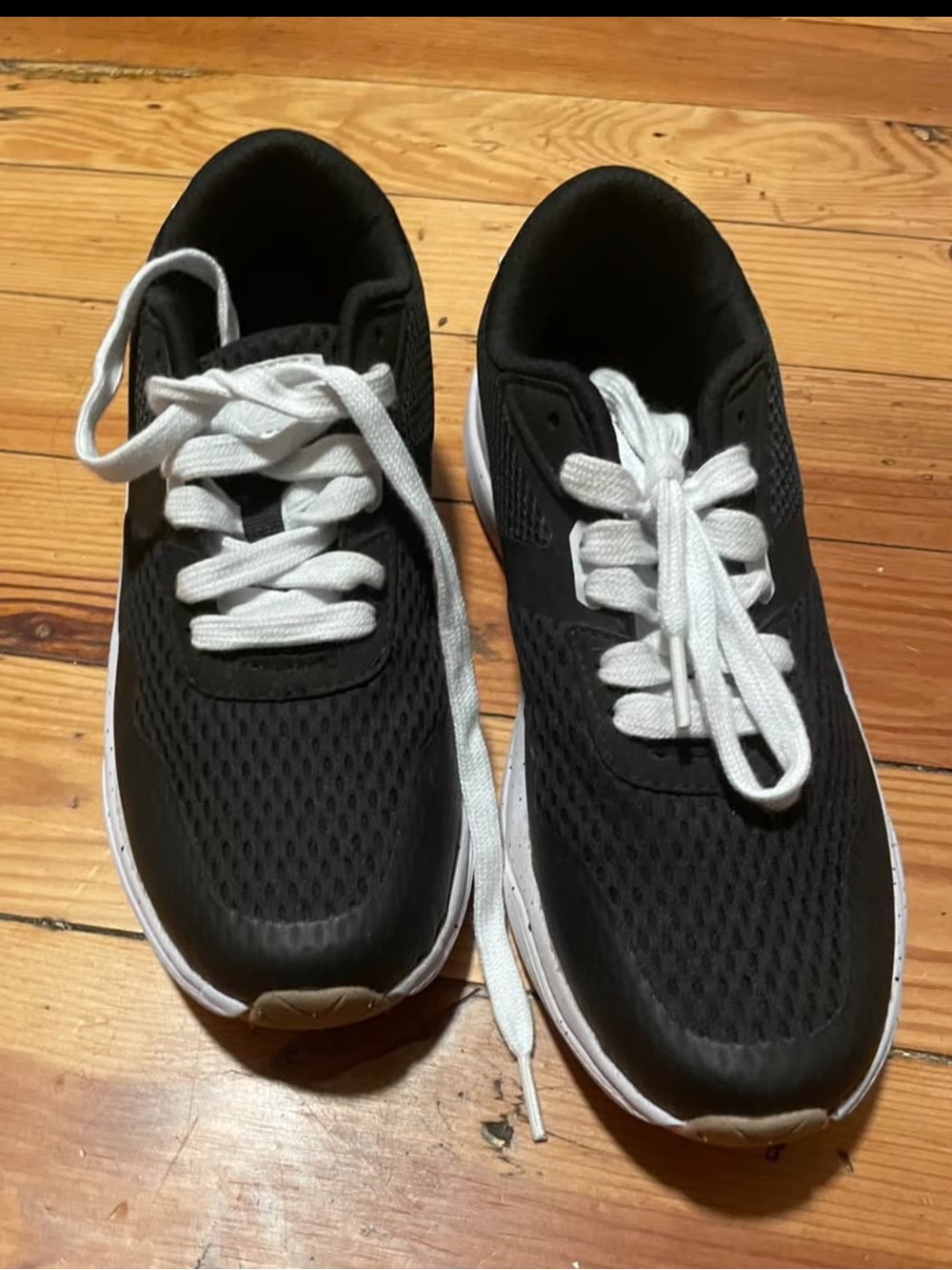 Black Mesh Athletic Sneakers with White Laces